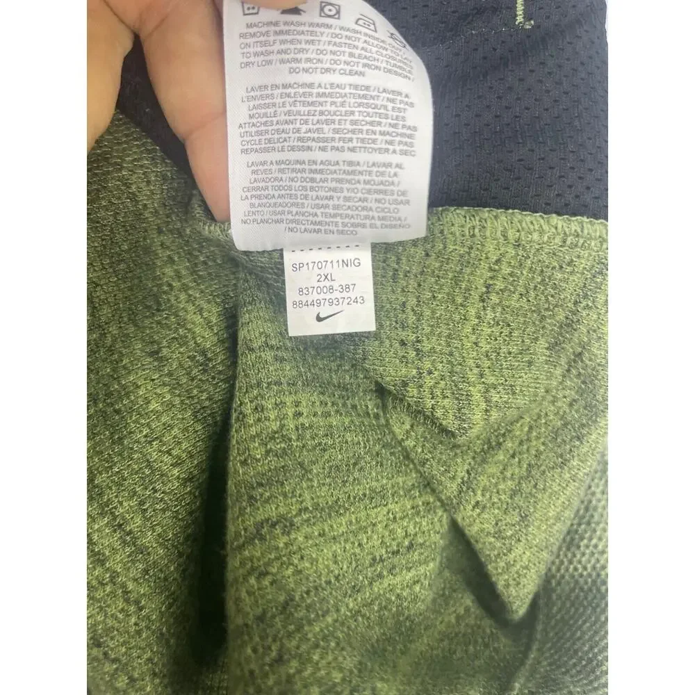 Nike Advance 15 Knit Jacket Men's‎ 2XL Green Full Zip Striped Long Sleeve 837008